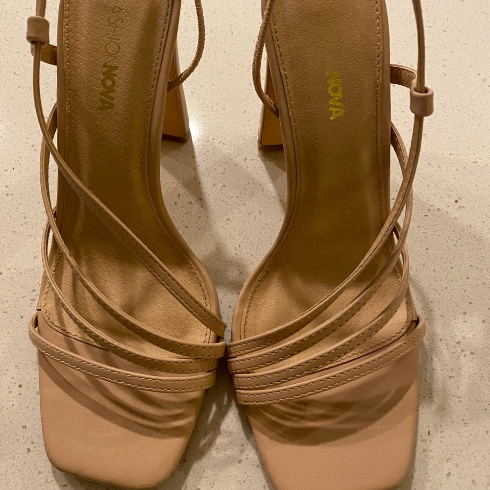 Fashion Nova Nude Sling Back Heels